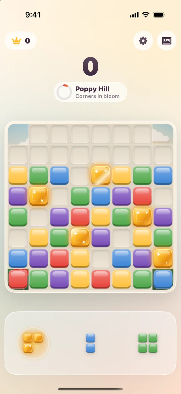 Board with glowing golden blocks